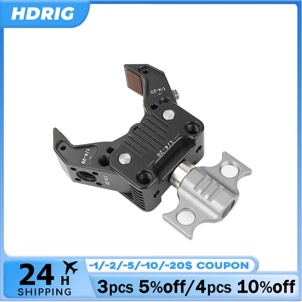 HDRIG Klem Pegangan Kunci Kepiting Super Pemegang Klem Lengan Dudukan Klip Kepiting dengan Port Arca Sekrup 1/4 3/8 Universal untuk Tripod Monitor Dslr