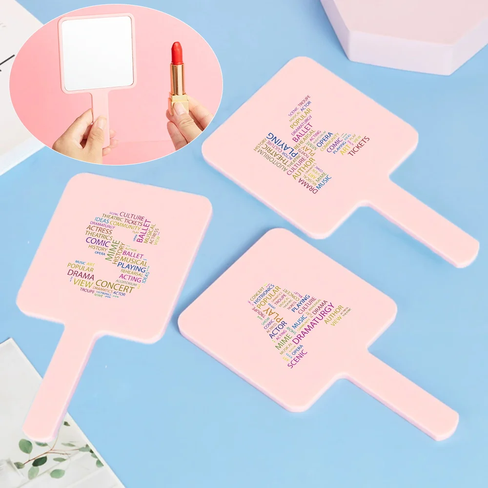 

1pc Fashionable Square Handheld Vanity Mirror Essential For Quick Beauty Checks And Touch-Ups Initial Name 26 Letters Pattern