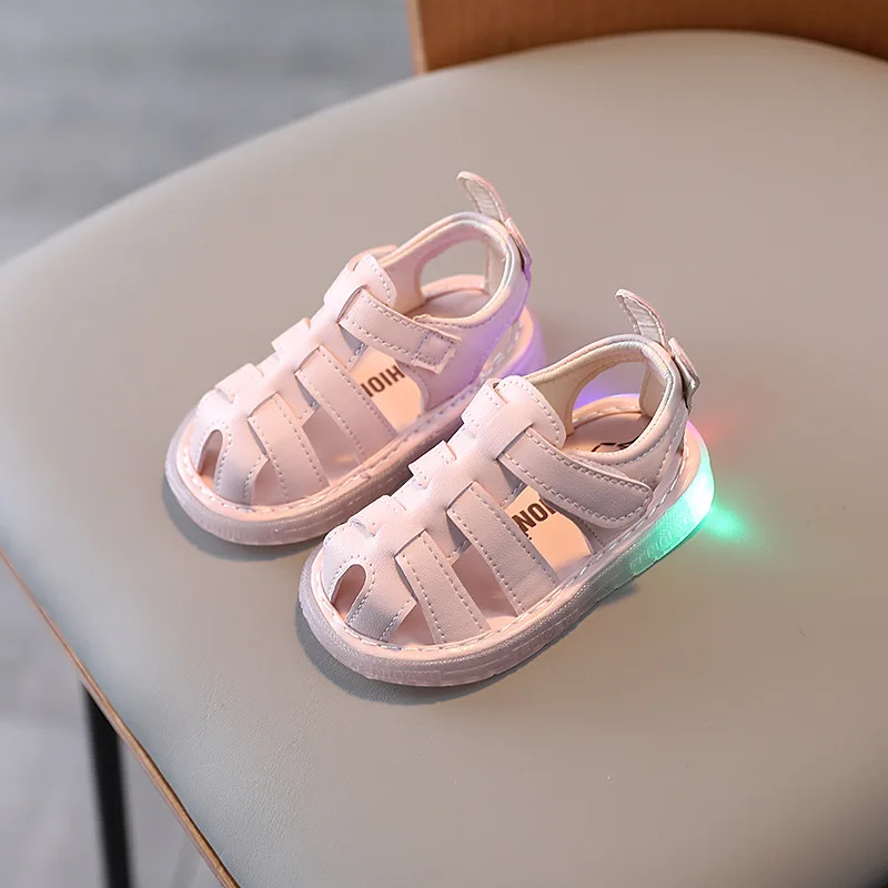 сандали Baby Shoe Kid LED Lit Sandals 2023 Summer New Breathable Baby Toddler Shoe  Flashing Lights Kid Shoe Girl Princess Shoes