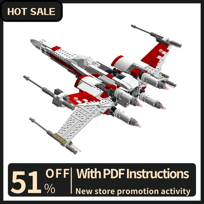 New 762Pcs Famous Star Battle Movie Moc Red X-Wing Fighter Model Building Blocks Diy Creative Ideas Kids Toys Birthday Gifts