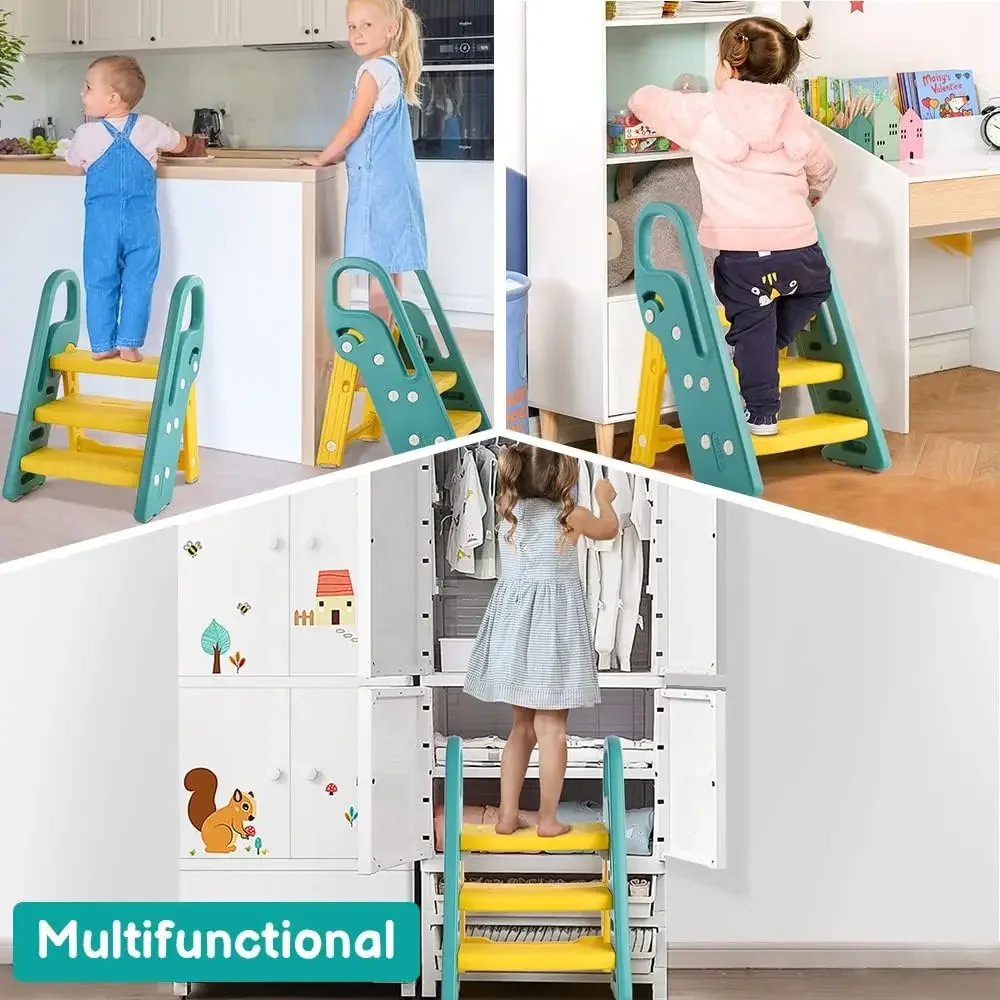 Toddler Step Stool for Bathroom Sink, Adjustable 3 Step Stool for Kids Toilet Potty Training Stool with Handles, Child Kitchen C