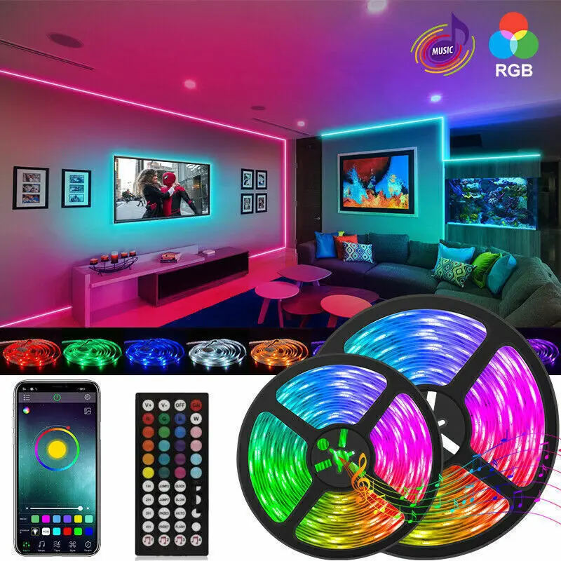 

Совершенно новая светодиодная лента 5050 RGB с Bluetooth-управлением, подсветка для телевизора, для бара или комнаты.