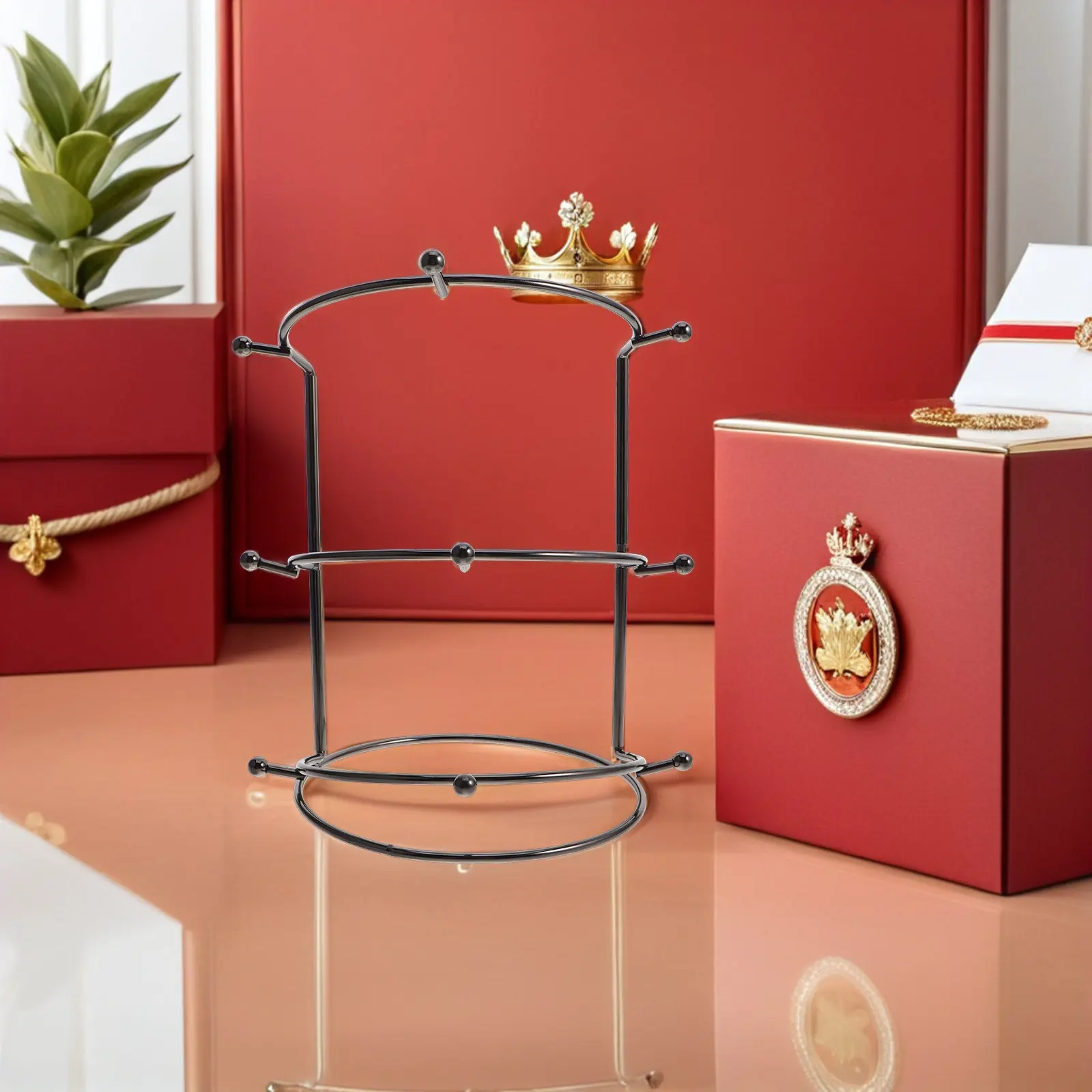 

Трехуровневая подставка для украшений в виде золотой короны: органайзер для тиар, ободков, серег, ожерелий и браслетов, подставка для хранения свадебных корон