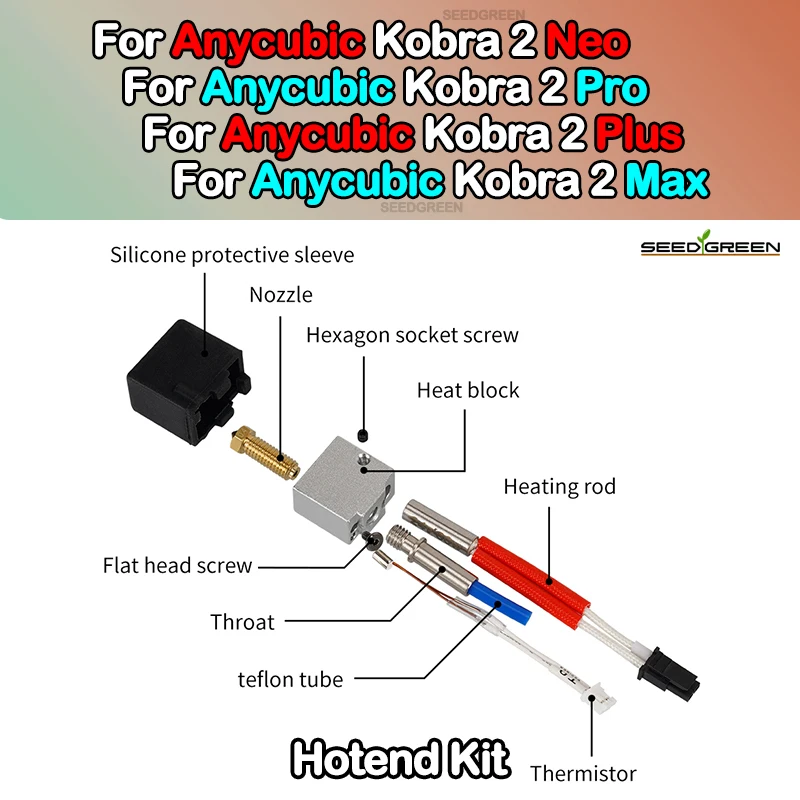 

24V 60W Throat For Kobra 2 Hotend Nozzle Thermistor Bimetal Heatbreak For Anycubic Kobra 2 Neo For Anycubic Kobra 2 Hotend