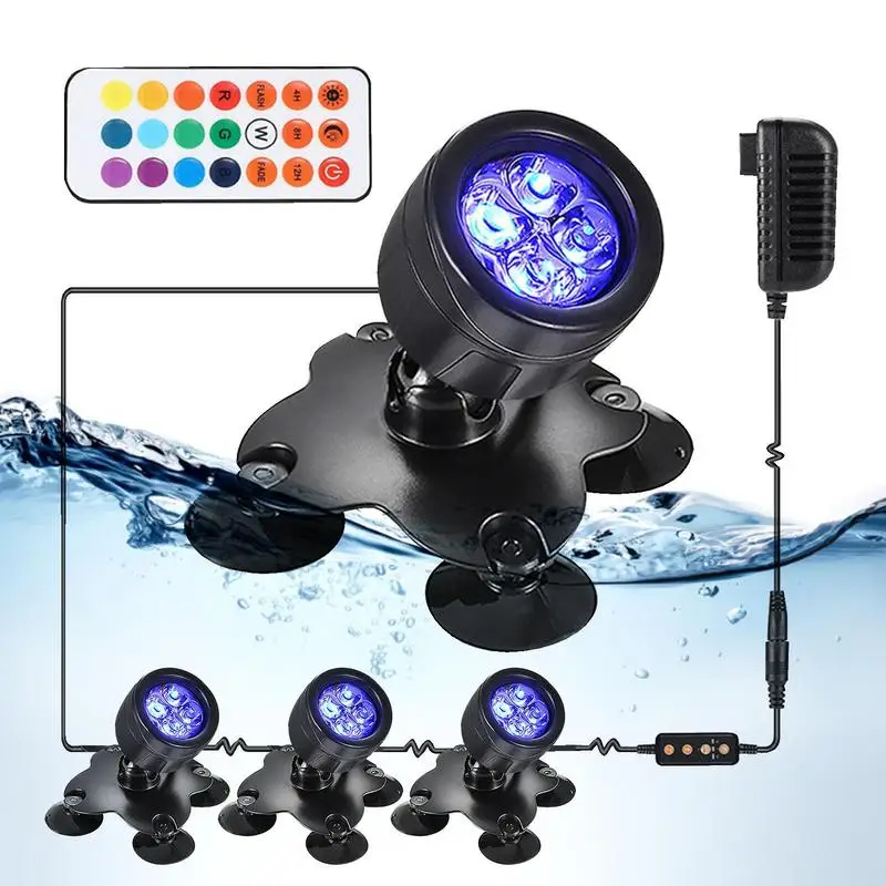 

LED Underwater Lights IP68 Waterproof Multi Color Submersible Spotlight Adjustable Rotating Pond Fountains Aquarium Spot Light