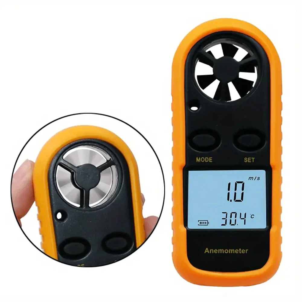 

Handheld Digital Anemometer 0-30m/s Wind Speed Gauge Meter -10 ~ 50°C Temperature Tester Anemometro with LCD Backlight Displays