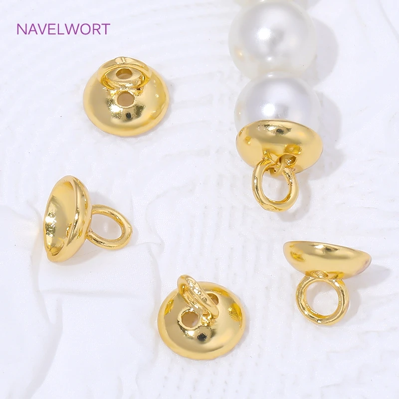 8MM 18K Gold Plated Brass End Cap For Jewelry Making,Caps For Bracelet,Bead End Cap with Loop,Supplies For Jewelry,DIY Finding - view 2