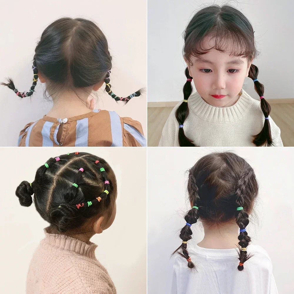 Faixa de borracha descartável colorida para meninas, laços de cabelo, Headband para crianças, suporte de rabo de cavalo, Kids Bands, acessórios para cabelo