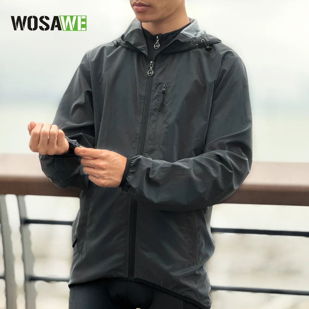 

WOSAWE Outdoor Sports Cycling Jacket Bike Riding Reflective Colored Hooded Night Running Windproof Waterproof Long sleeved BT235