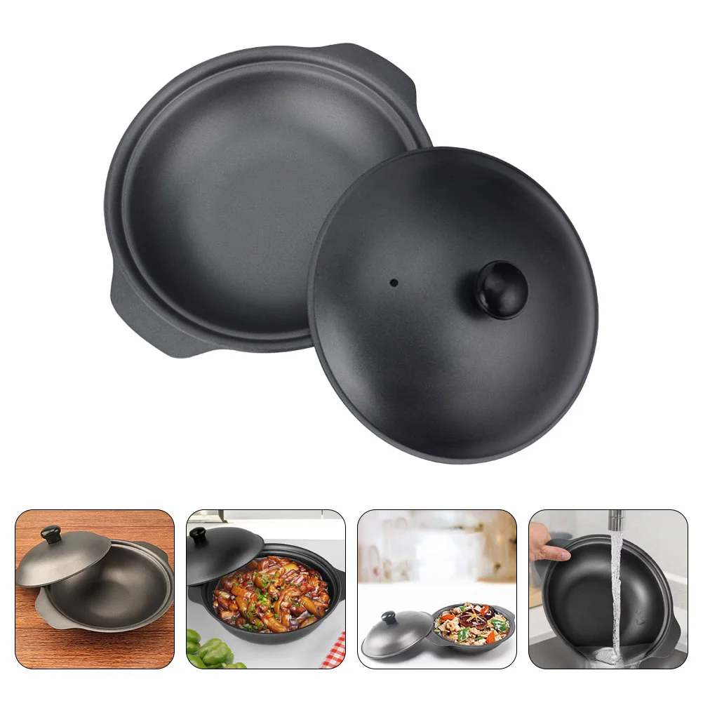 Casserole Clay Dish Non Stick Fry Pan Cookware Soup Pot Kitchen Gadget Household Home Stove Iron Stew with Cover