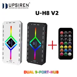 UPSIREN U-H8 V2 HUB wentylatora obudowy, zasilacz SATA/sysanie magnetyczne/ARGB/PWM 9-portowy 2-w-1/z kontrolerem