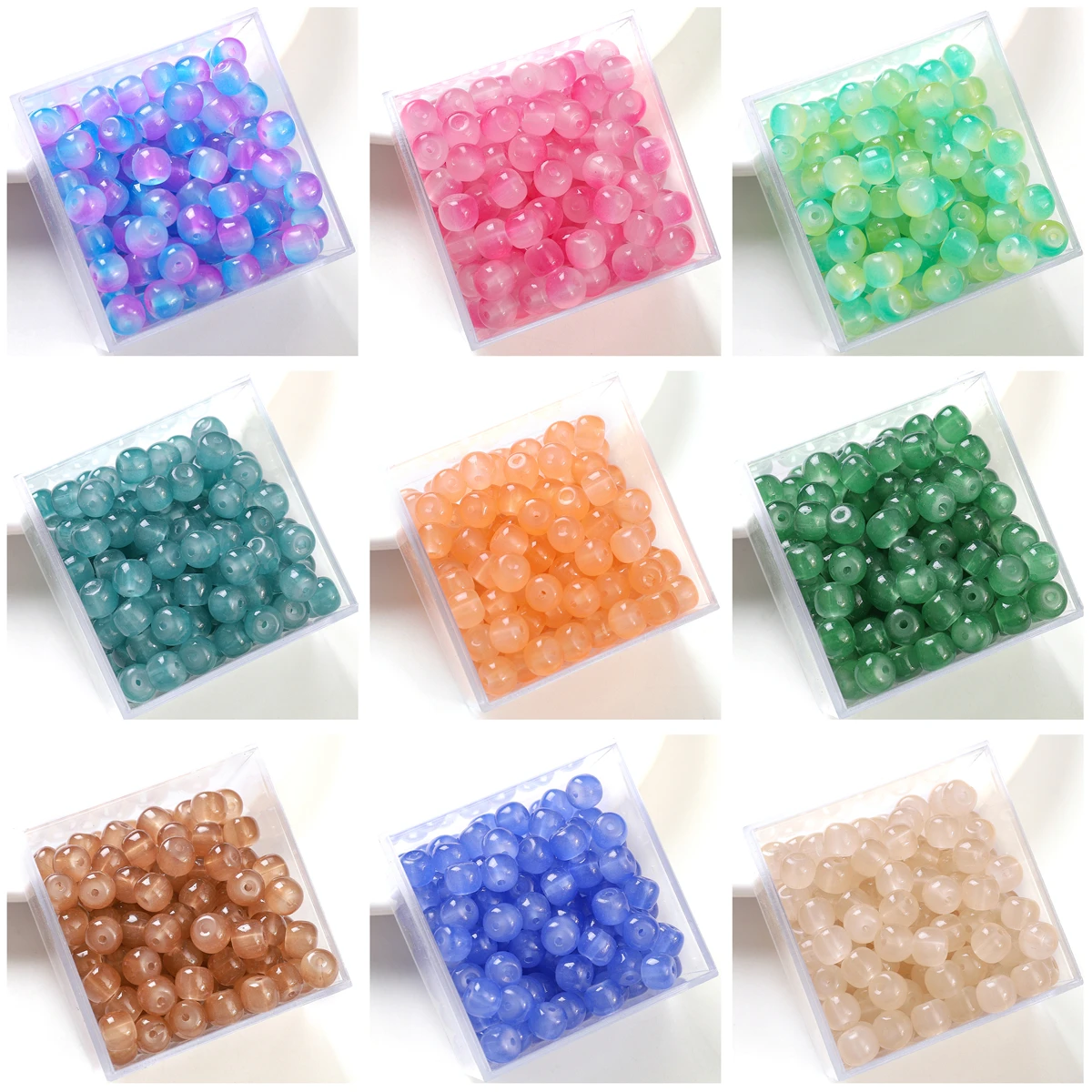 About 30pcs glass imitation jade beads, apple beads, round beads, DIY handmade beaded necklaces, jewelry accessories, loose bead