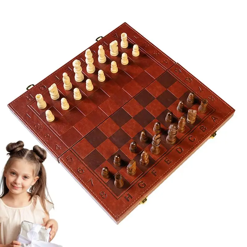 Wooden Chess Board Game Travel Chess Game With Chess Pieces Folding Chess Board Family Fun Game Toys For Tournament Professional