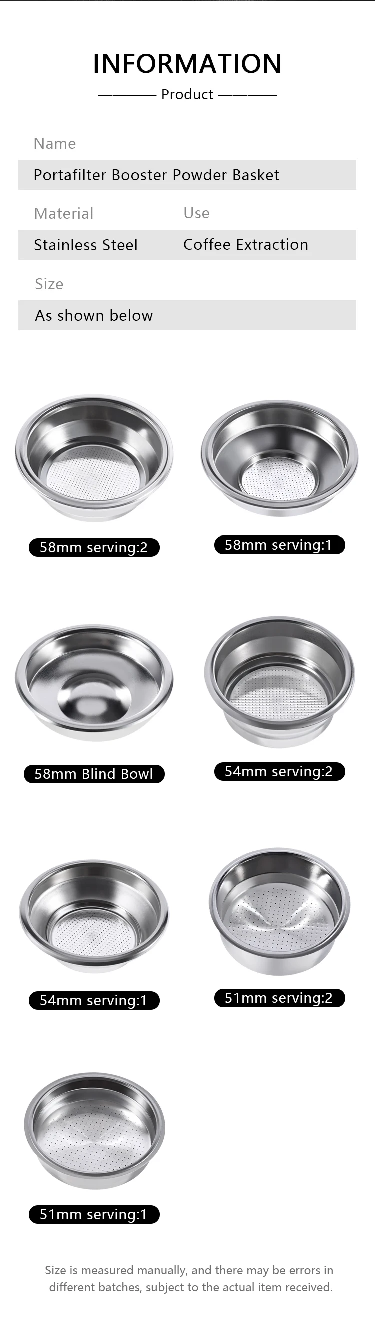 51MM/54MM/58MM Druckbeaufschlagter Kaffeefilterkorb mit 1 Loch, Einzel-/Doppelbecher, passend für Siebträger, Espresso-Kaffeezubehör, Werkzeug – Detail 9