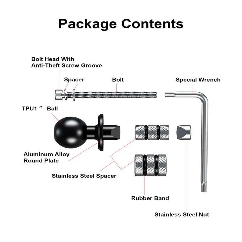 Motorcycle Bike Mount Black Fork Stem Base with 17mm 25mm Ball Head for GoPro insta360 Ball Mount Adapter Mobile Phone Holder