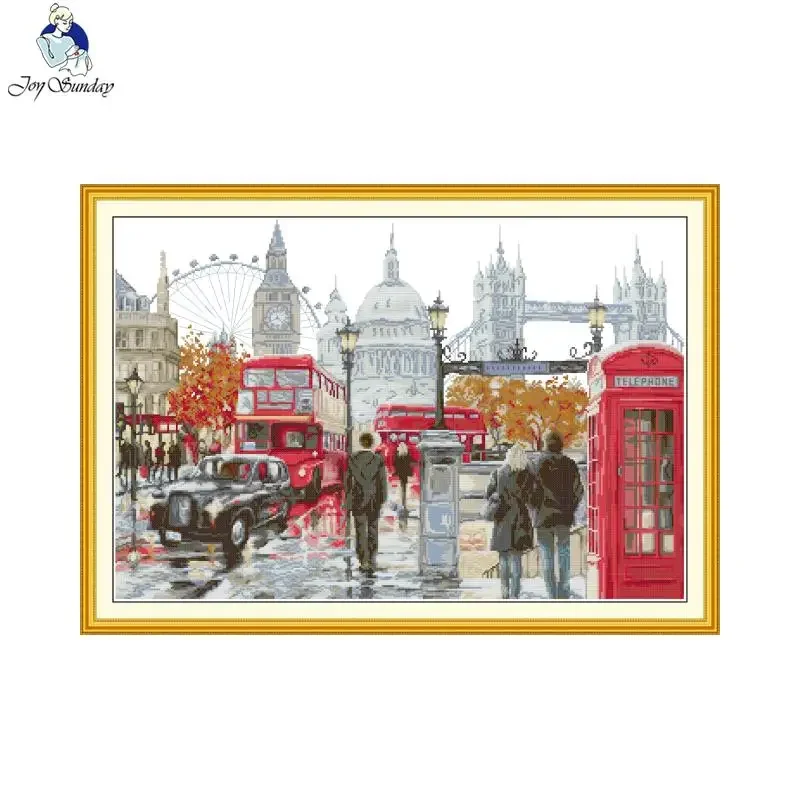 

JoySunday The Streets Of London Наборы для вышивки крестом DIY Aida 16/14/11CT Печатный счетный холст Наборы для ручной вышивки Подарочные