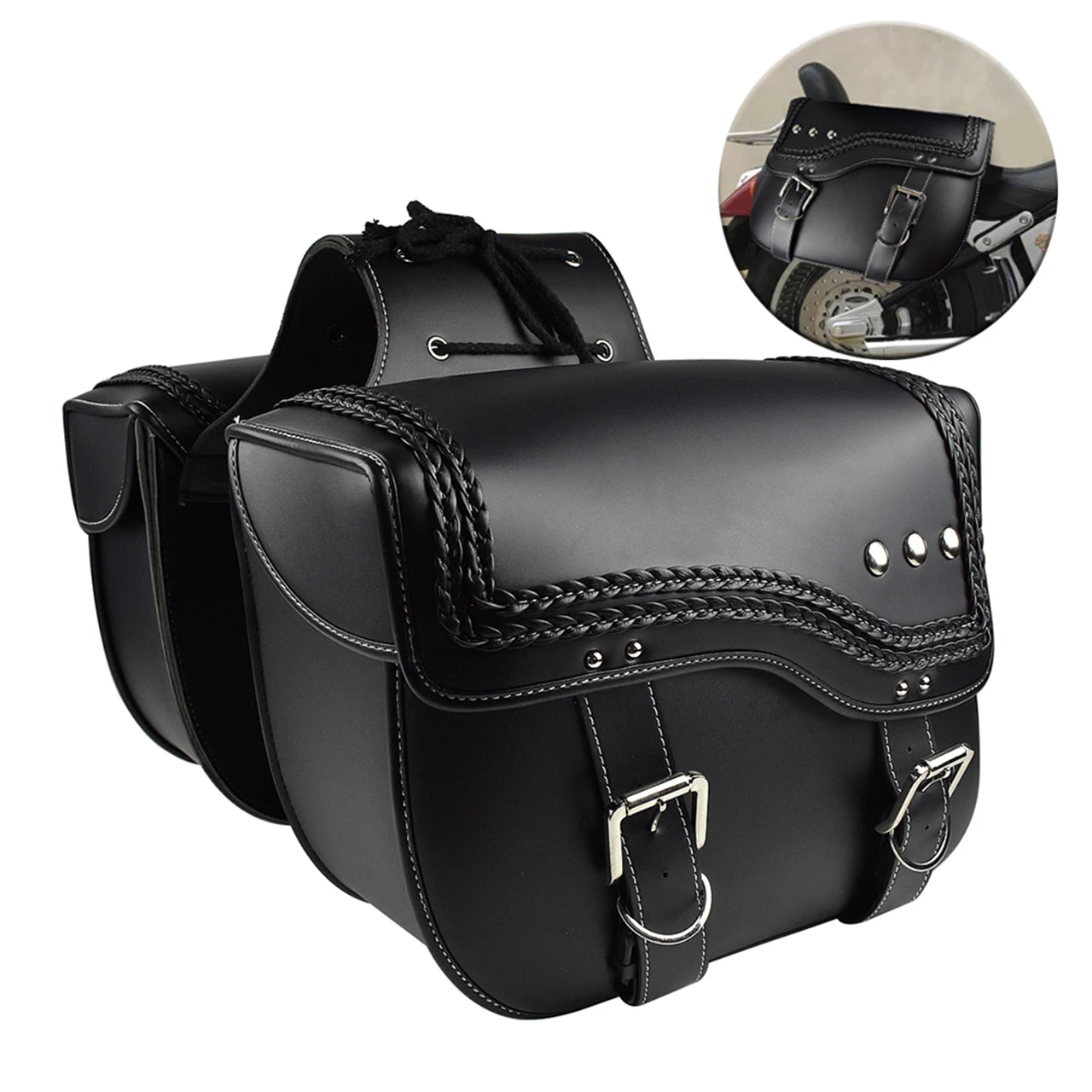 

A Pair Motorcycle Saddle Bag Bike Side Storage Fork Tool Pouch Fit For Harley For Dyna For Wide Glide EFI FXDWG