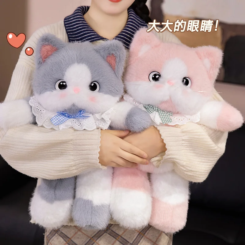 ของเล่นแมวนุ่มตุ๊กตาแมวตุ๊กตาสัตว์สําหรับเด็กผู้หญิงน่ารัก Kitty Cuddle ของเล่นสําหรับของขวัญวันเกิดที่ดีที่สุดสําหรับผู้หญิง