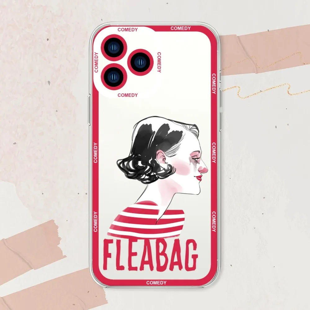 Black Humorous Comedy Fleabag Phone Case For iphone 11 12 13 14 15 Mini Plus Pro Max Transparent Shell