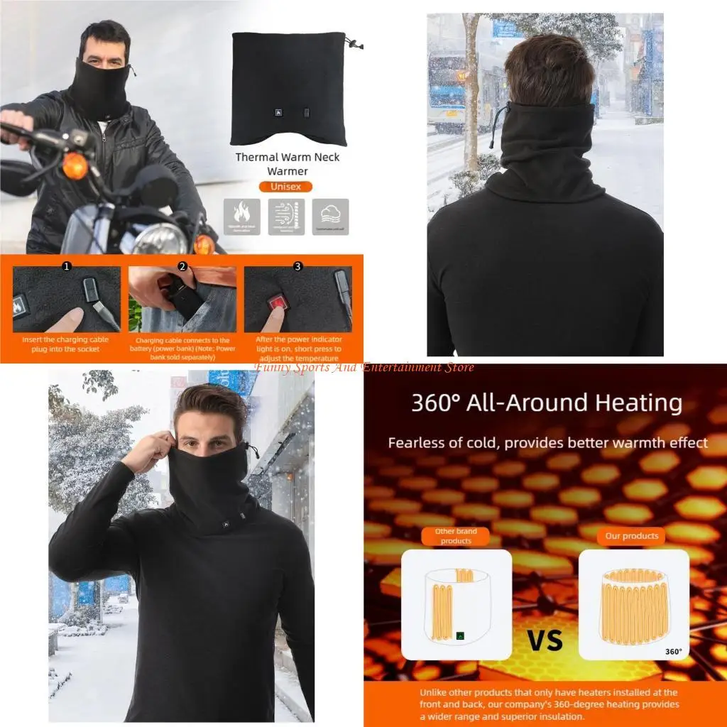 

C4DE Heating Neck Protectors Warming System Ergonomic Adjustable Design Insulated Windproofs for Motorcycles Hiking
