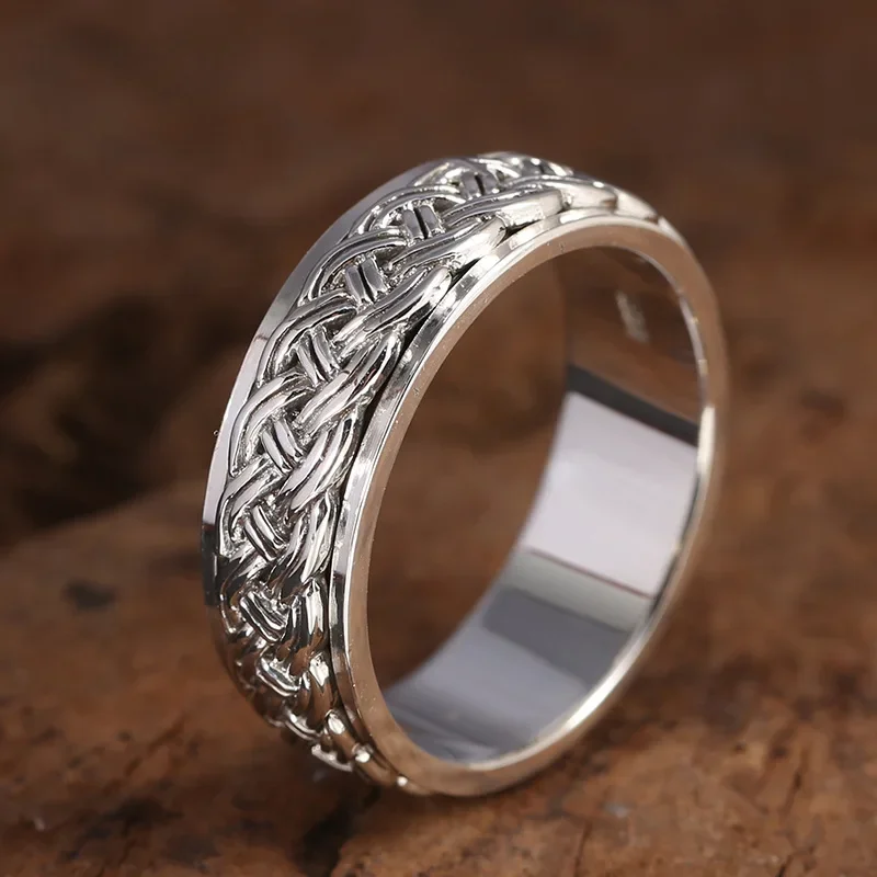 Bestlybuy 925 Sterling Jewelry Vintage Thai Silver Budda Religious Saint Mantra Vajra S925 Ring