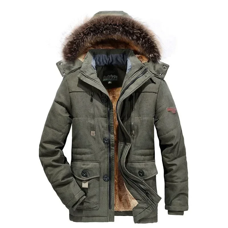 Outdoor Casual Parkas Size 7XL Men's Long Winter Jackets Hooded Warm Parkas Fleece Down Jackets New Fashion Male Winter Coats