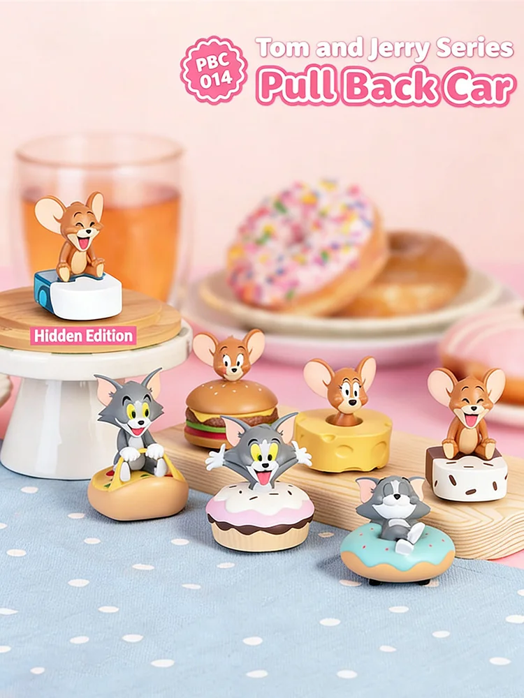 

Genuine Tom Pull Back Car Series Food Themed Blind Box Cute Action Figure Collectible Model Toy Desktop Ornament