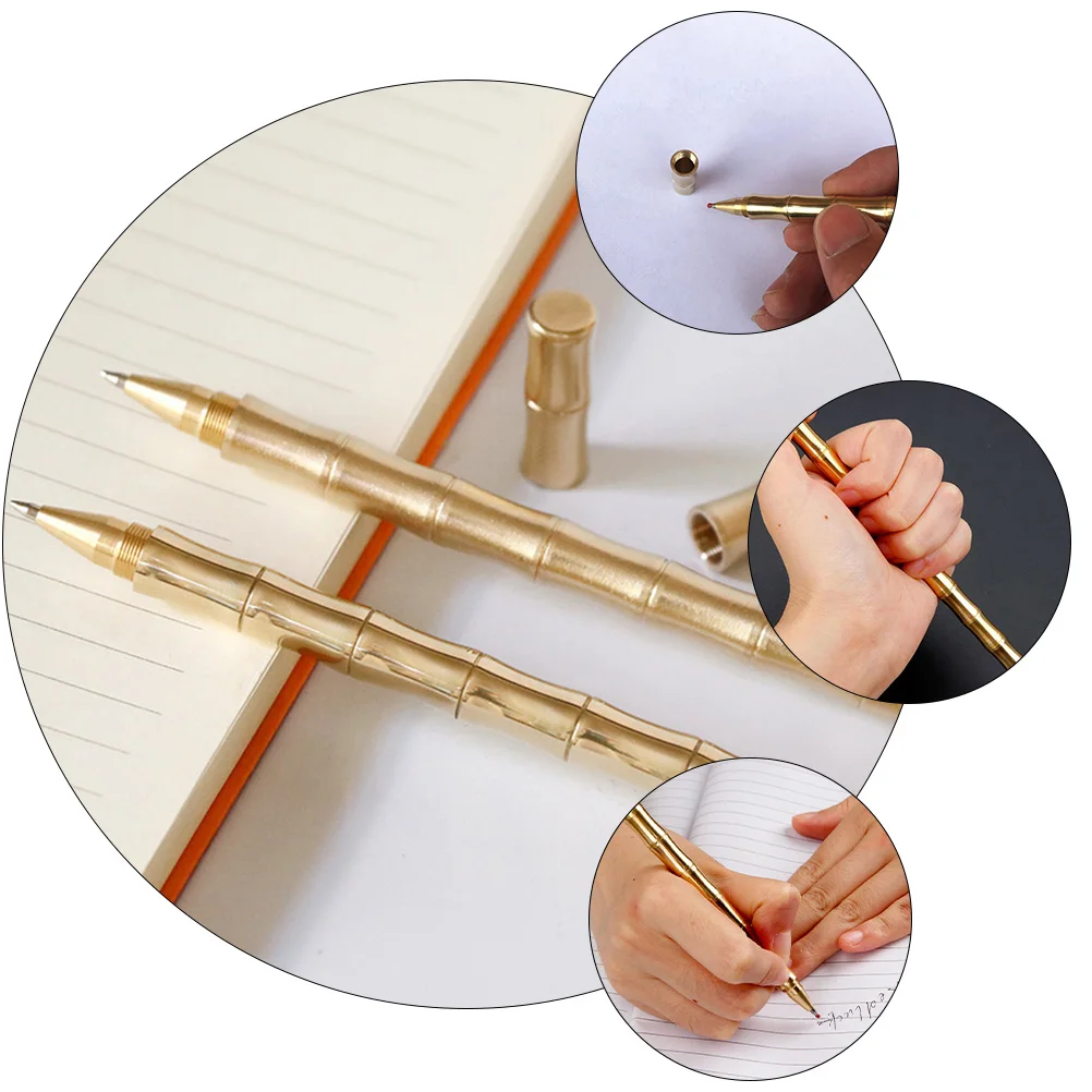 

Brass Signature Pen Sturdy Metal Business Writing Instrument Smooth Gel Ink For Office School Practical Stationery Gift