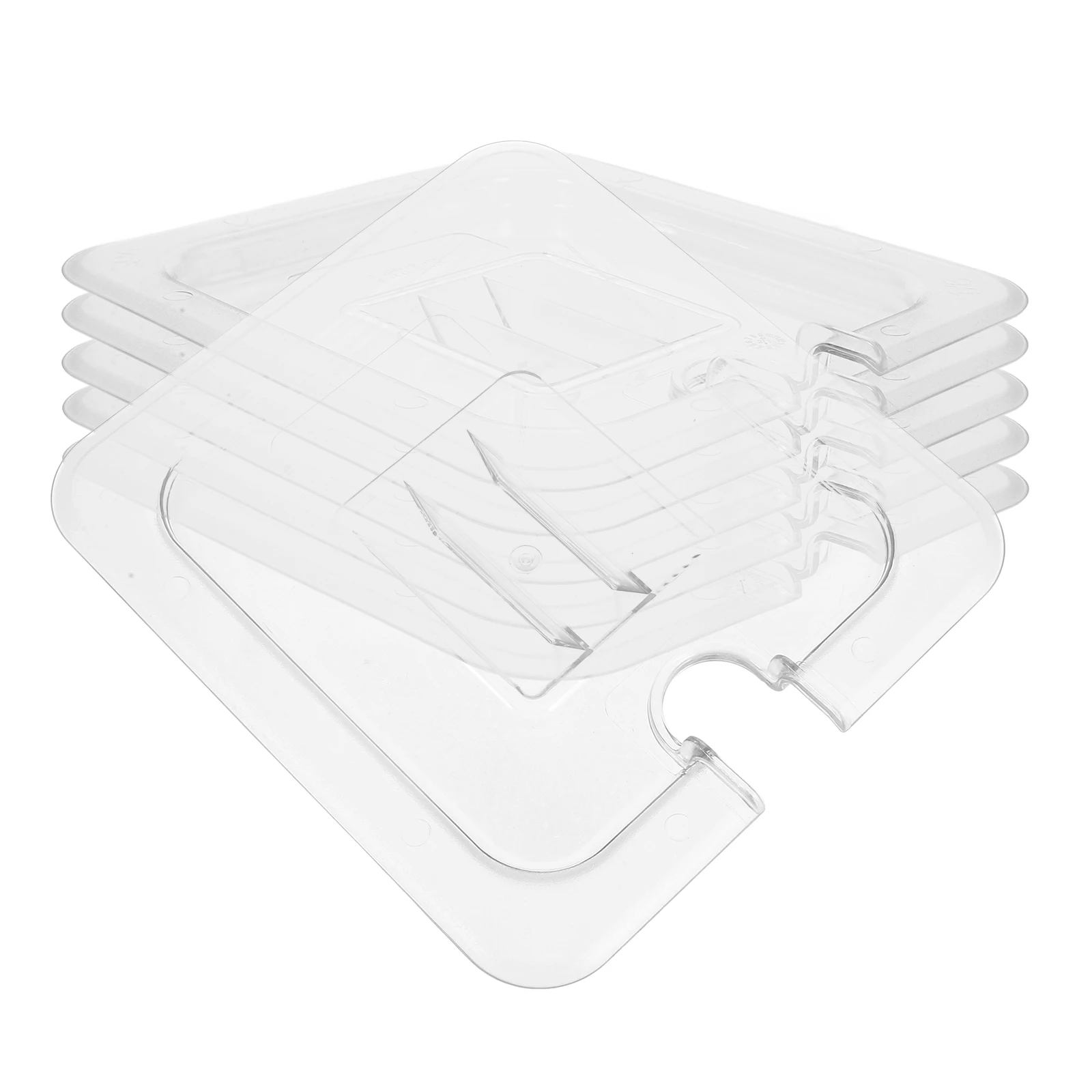 

6pcs Plastic Food Pan Lids Clear Universal Restaurant Supplies Reusable Handles for Dessert Tray Fruit Plate Stable