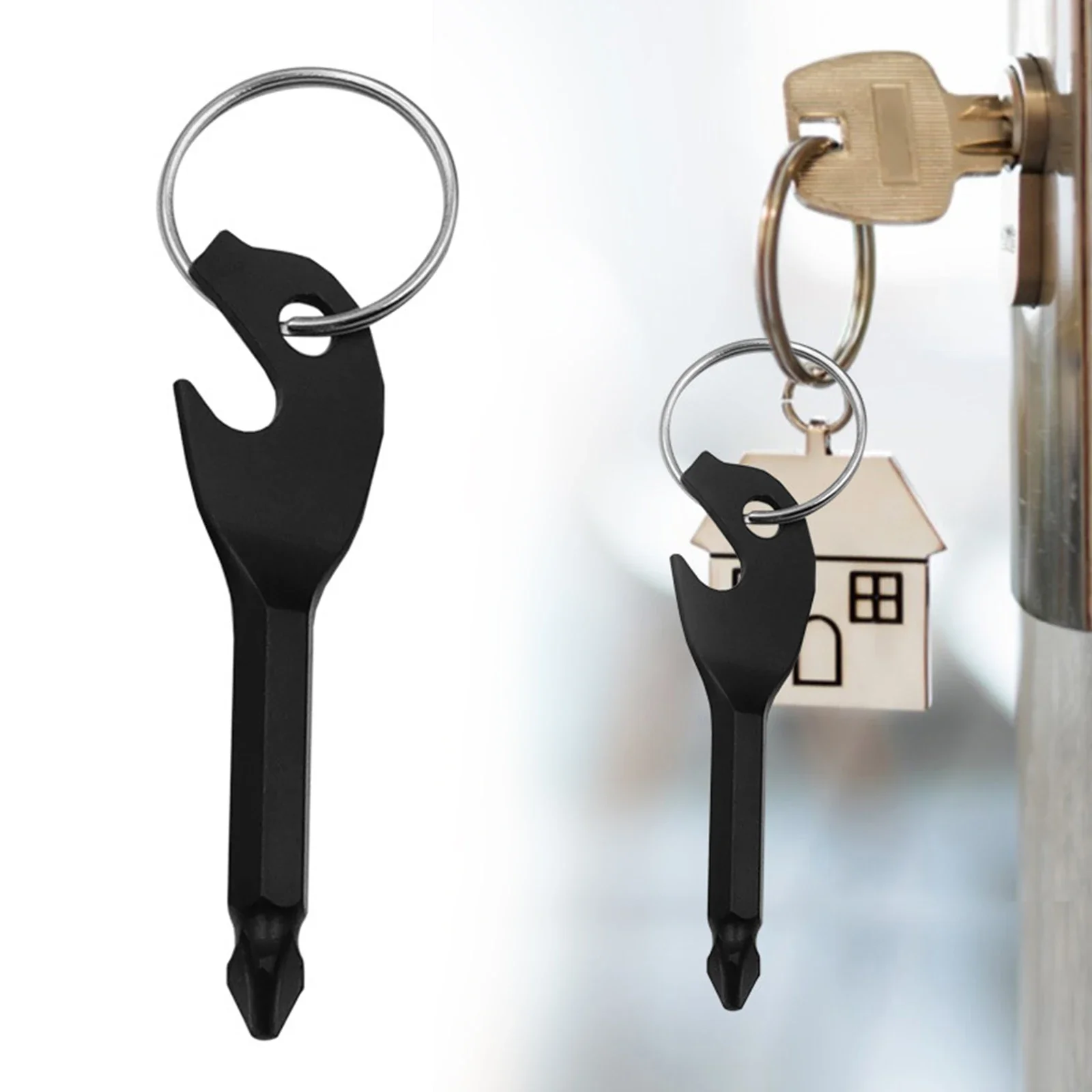 Unique Key Shape Multifunction Screwdriver Incorporated with Bottle Opener & Keychain Reliable Pocket Repair Tool