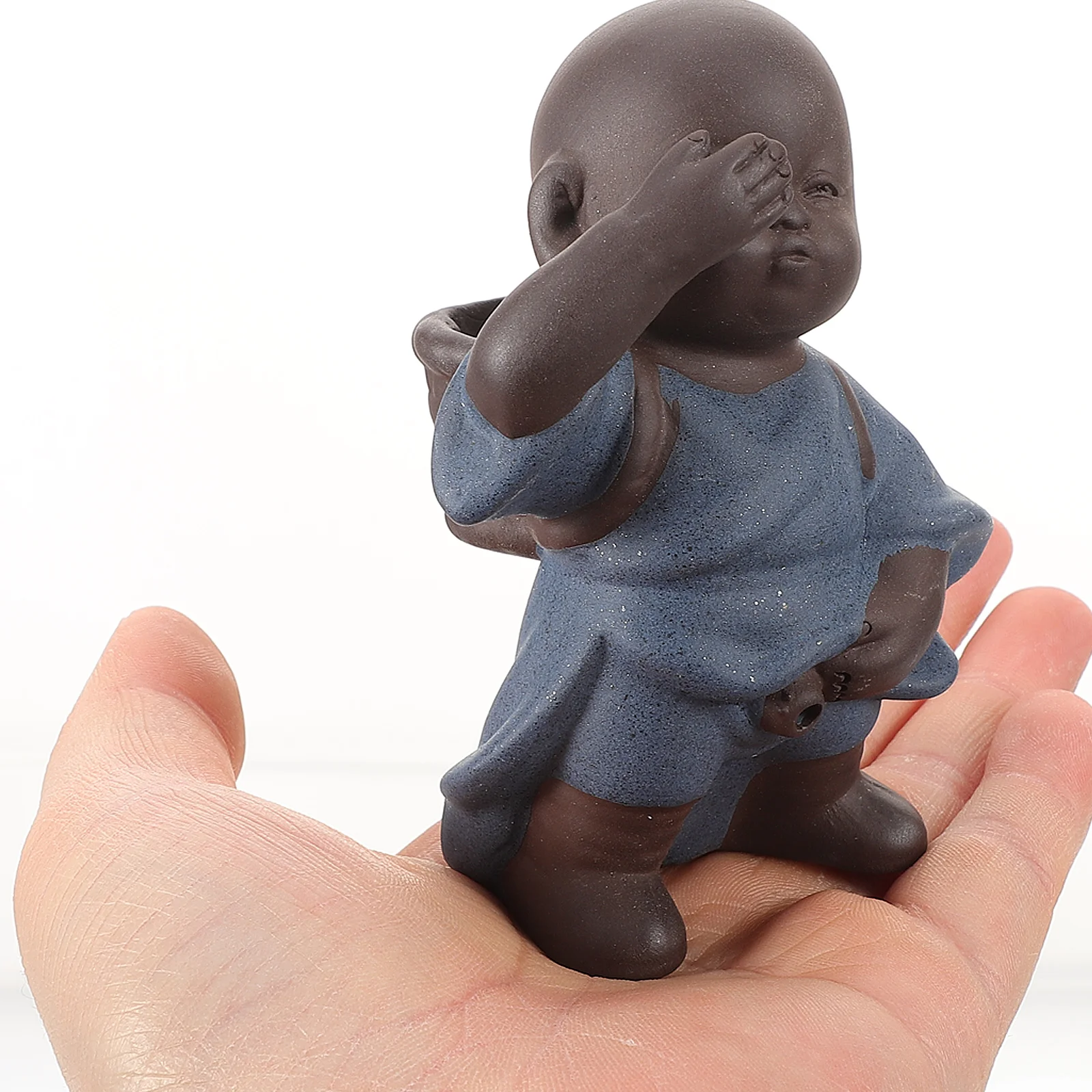 

Ceramic Monk Tea Pet Small Statue for Tabletop Bonsai Home Decor Miniature Monk Sculpture Ornament Tea Pet Decor