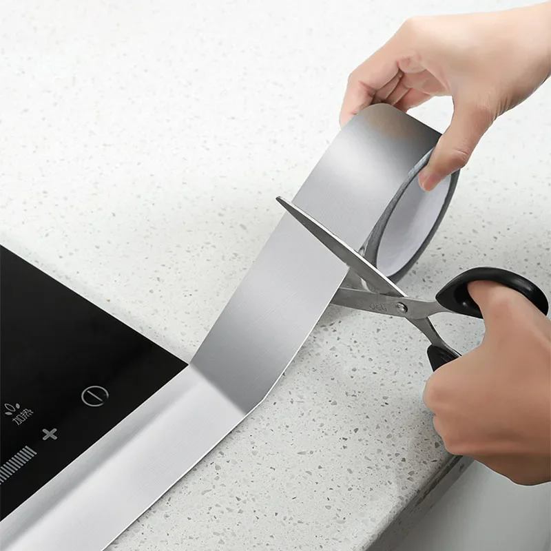 Kitchen Oil Proof Sticker Stove Gap Waterproof  Mildew Proof Stickers Sink Edge Sealing Aluminum Foil Beauty Seam Stickers Tape