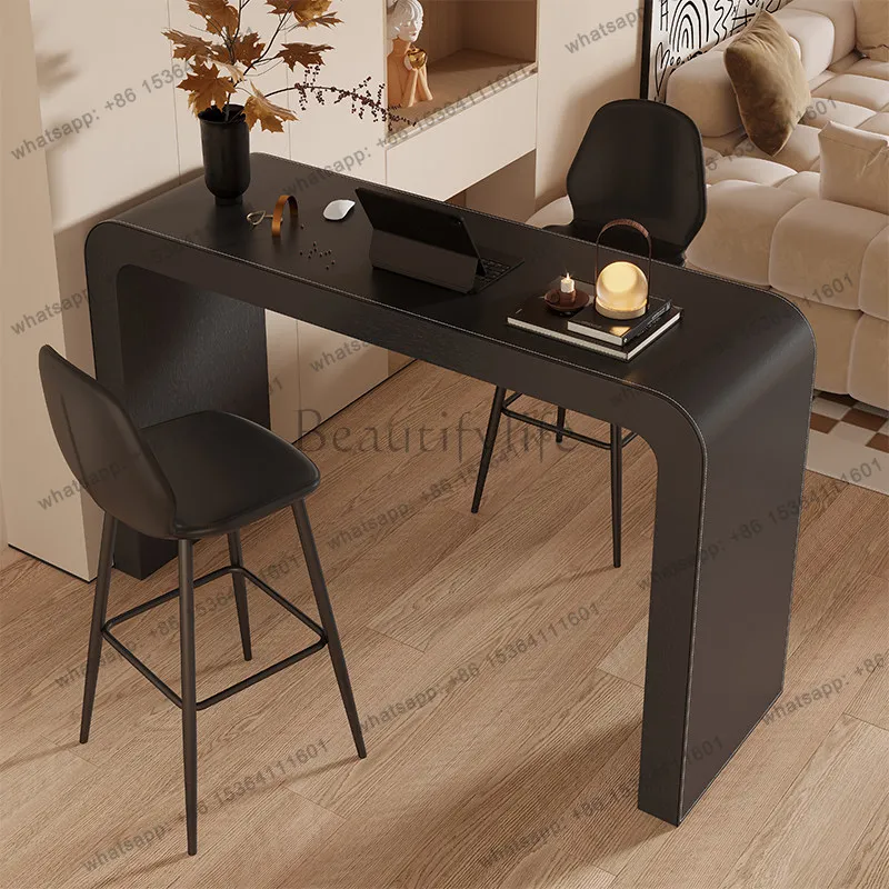 LS modern minimalist style saddle leather home against the wall casual designer high-end solid wood tall table