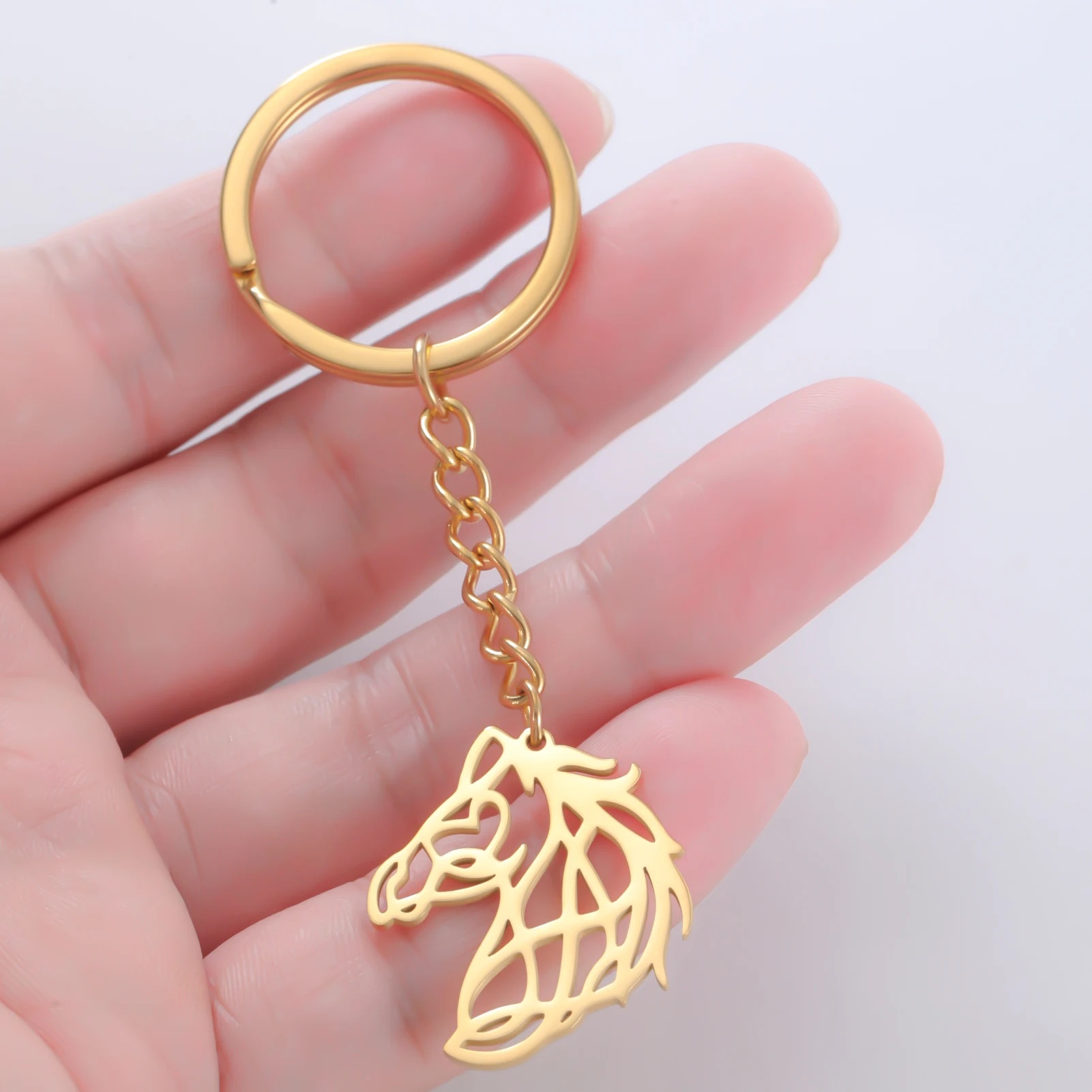 

COOLTIME Animal Horse Head Keychain Stainless Steel Hollow Horse Pendant Keyring Jewelry Gifts New