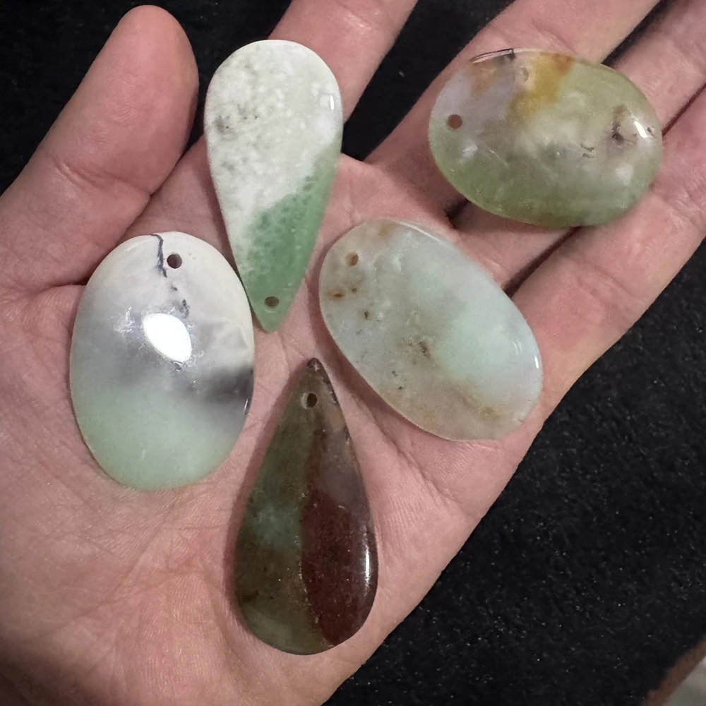 Venta al por mayor 2 unids/lote colgante de joyería de piedras preciosas de Jade crisoprasa Natural para collar, aproximadamente 30-45mm