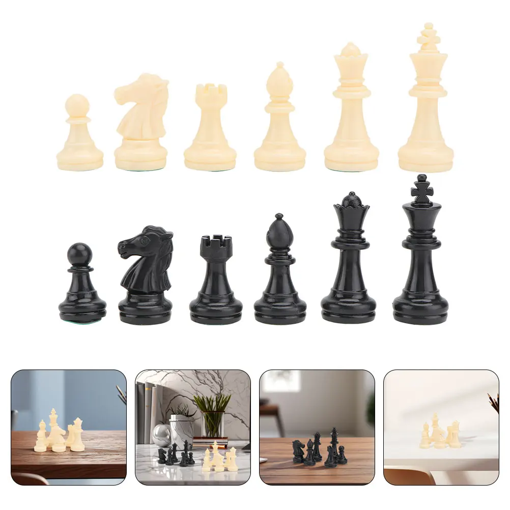 

1 set 32 Pieces Chess Set Replacement Plastic Checkers Game Craftsmanship Kids Adults Travel Unweighted Pawns