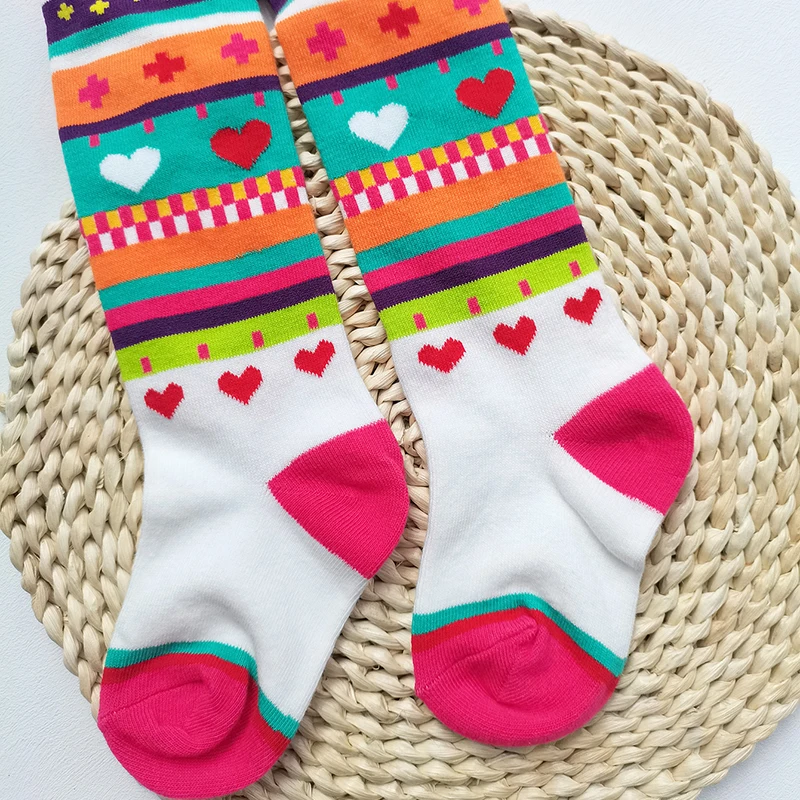 1 PCS Girls Striped Tights Kids Stockings Spring Autumn Baby Girl Clothes Love Patterns Toddler Tights for Girls Pantyhose