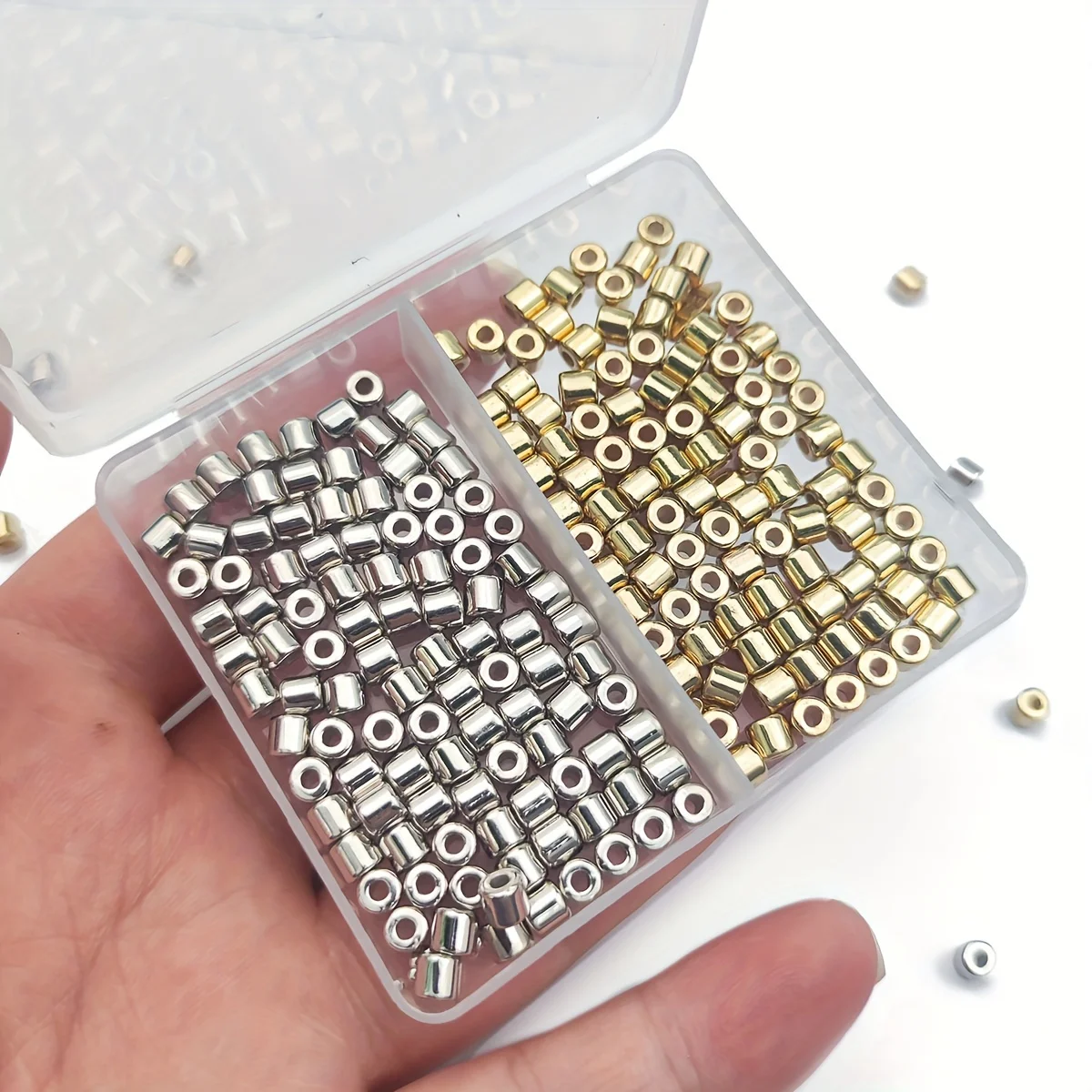 

200 шт. 4 мм коробка CCB цилиндрические золотые серебряные разделители россыпью бусины для самодельных браслетов ожерелий серег аксессуары для изготовления ювелирных изделий