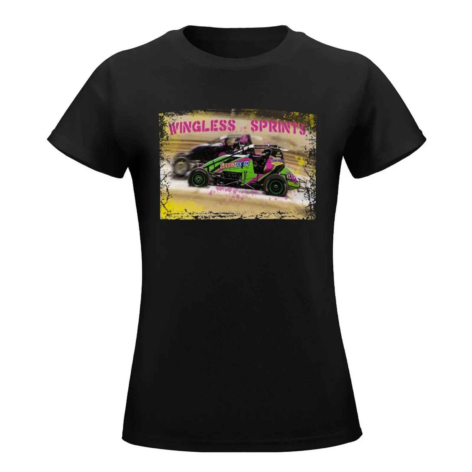 Wingless Sprintcars ripping the dirt track T-Shirt Blouse summer tops woman t shirt