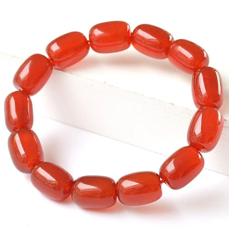 

Natural Agate Barrel Beads Passepartout Bracelet Men's Animal Year Popular Joker Bracelet