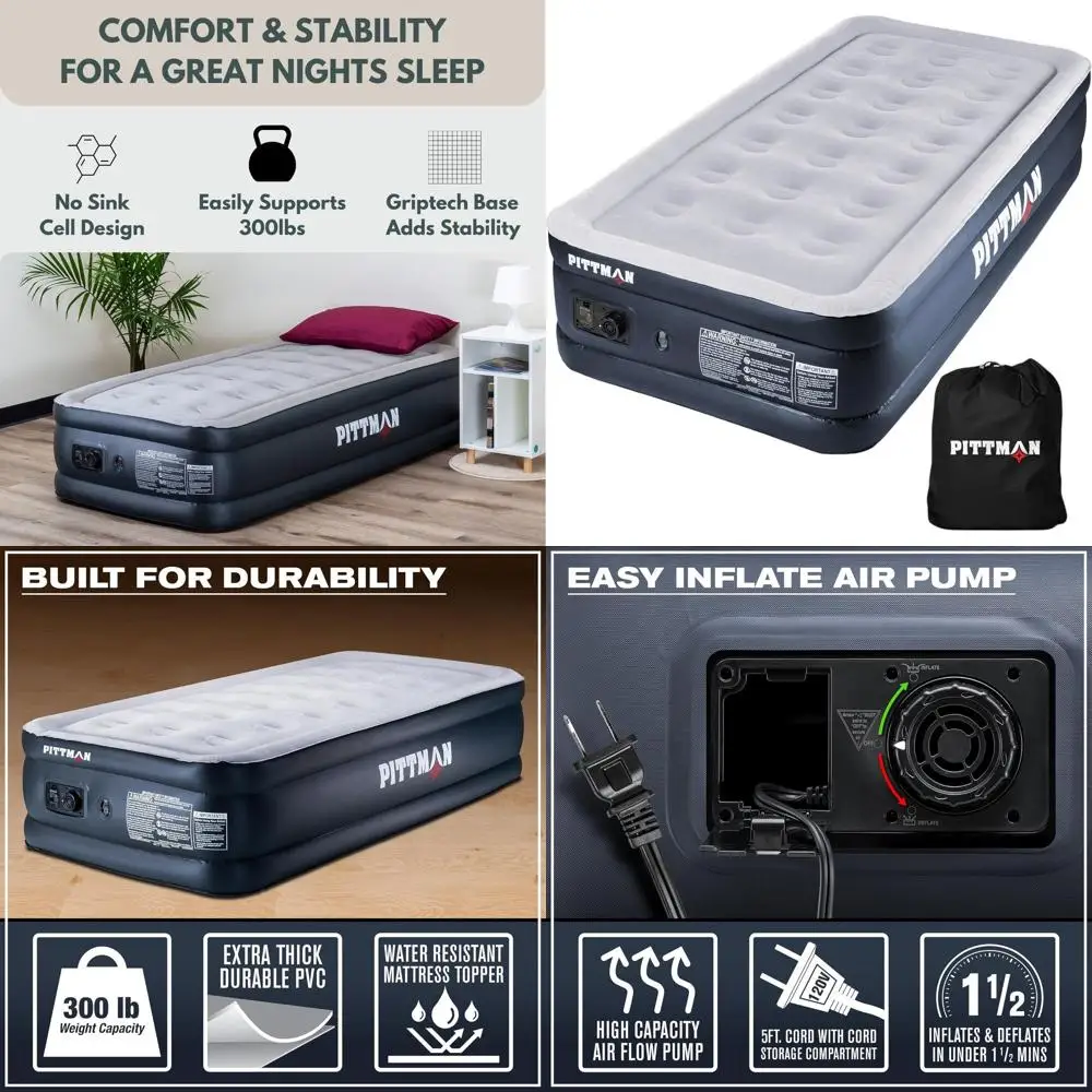 

Роскошный надувной матрас Twin Air 18 High со встроенным насосом - комфортный надувной матрас Twin Size для дома, гостей, путешествий и кемпинга