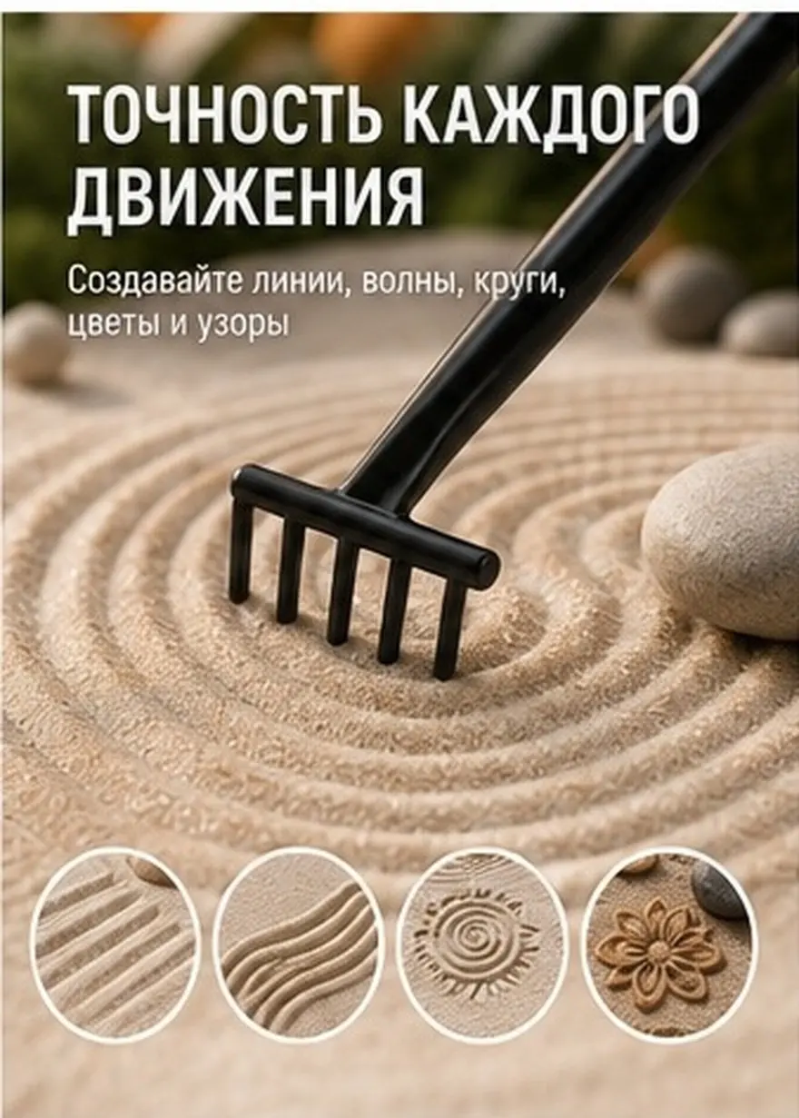 6Pcs Mini Zen Garden Rake Kit Plastic Lightweight Different Style Sand Table Push Tools Garden Rake Ornament Tiny Rakes,