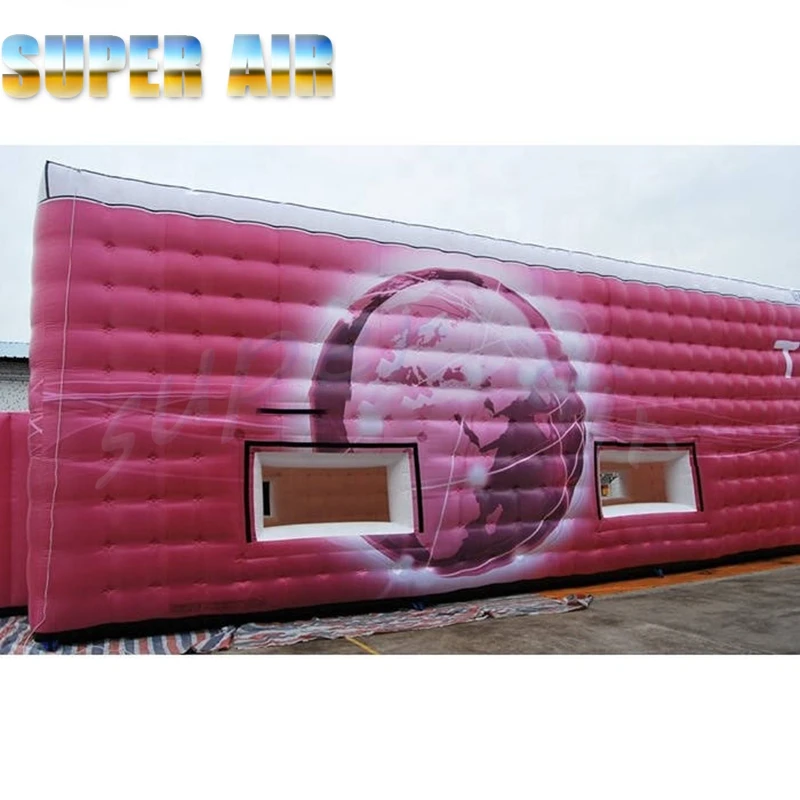 Giant Pink Inflatable Cube Tent with Earth Pattern, Commercial Grade Oxford Fabric Air Tent for Party, Exhibition