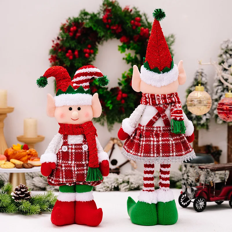 Christmas Decorations Standing Retractable Red and Green Elf Figure  Festive  Scene Layout To Add A Little Fun To Your Christmas