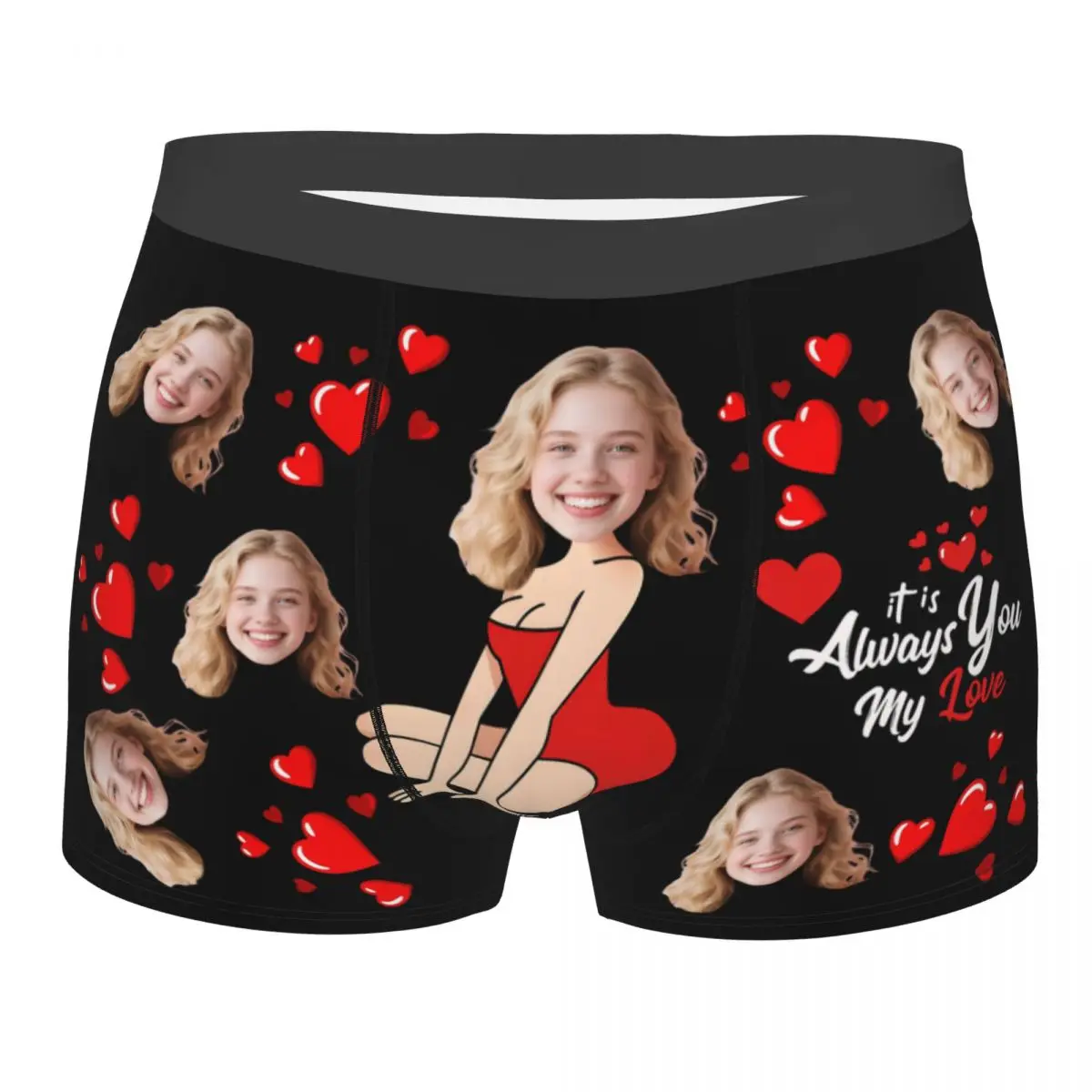 

Personalized Custom Boxers Briefs Male Comfortable Diy Design Face Photo Underwear Valentine's Day Birthday Gift For Husband