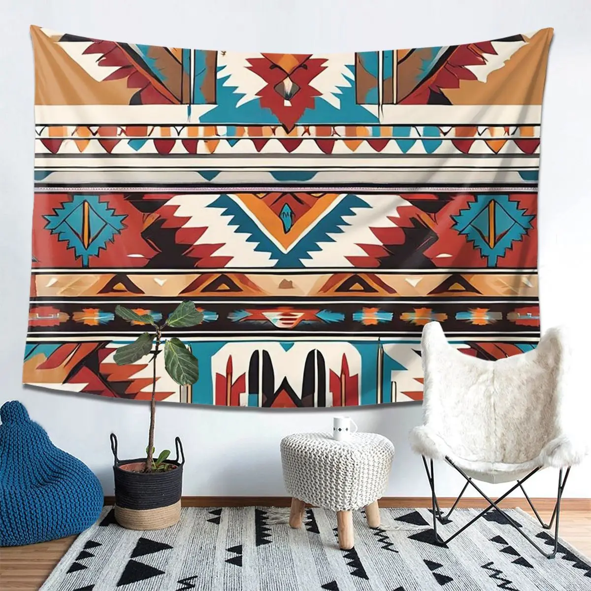 

Navajo Watercolor Pattern Tapestry Decor Art Aesthetic Tapestries for Living Room Bedroom Home Wall Cloth Wall Hanging