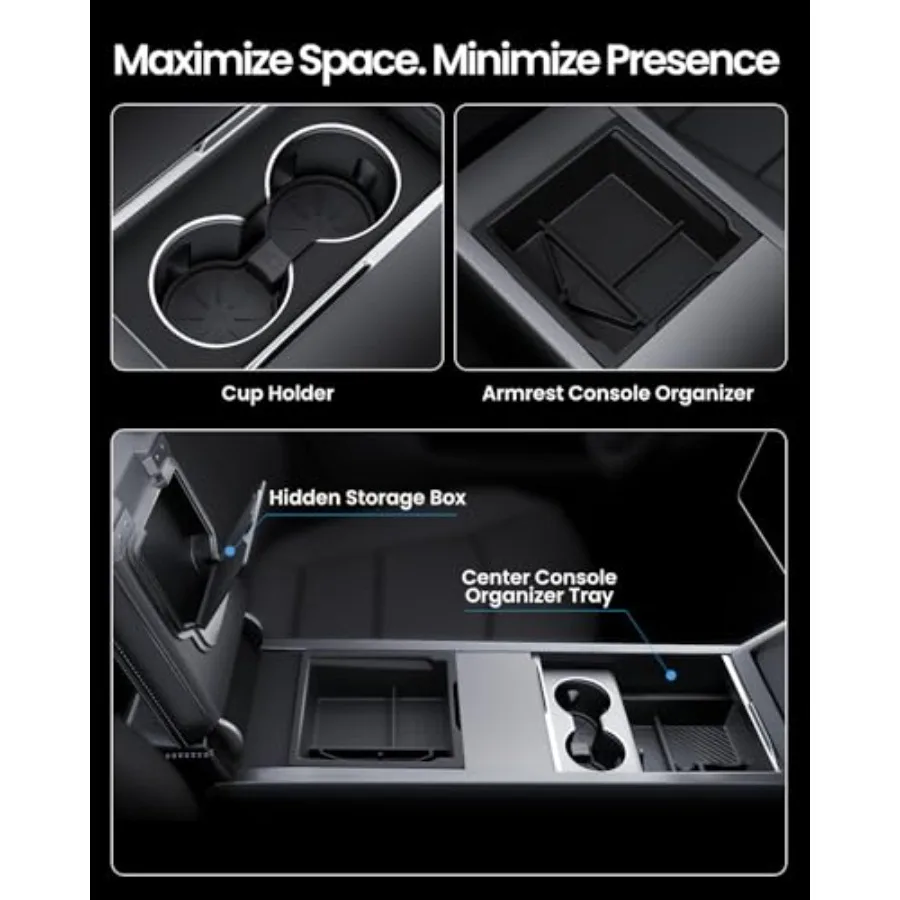 Center Console Organizer for Tesla Model Y Juniper 2025-2026 Premium and Performance,Model 3 Highland 2024-2026 All Trims [Dual