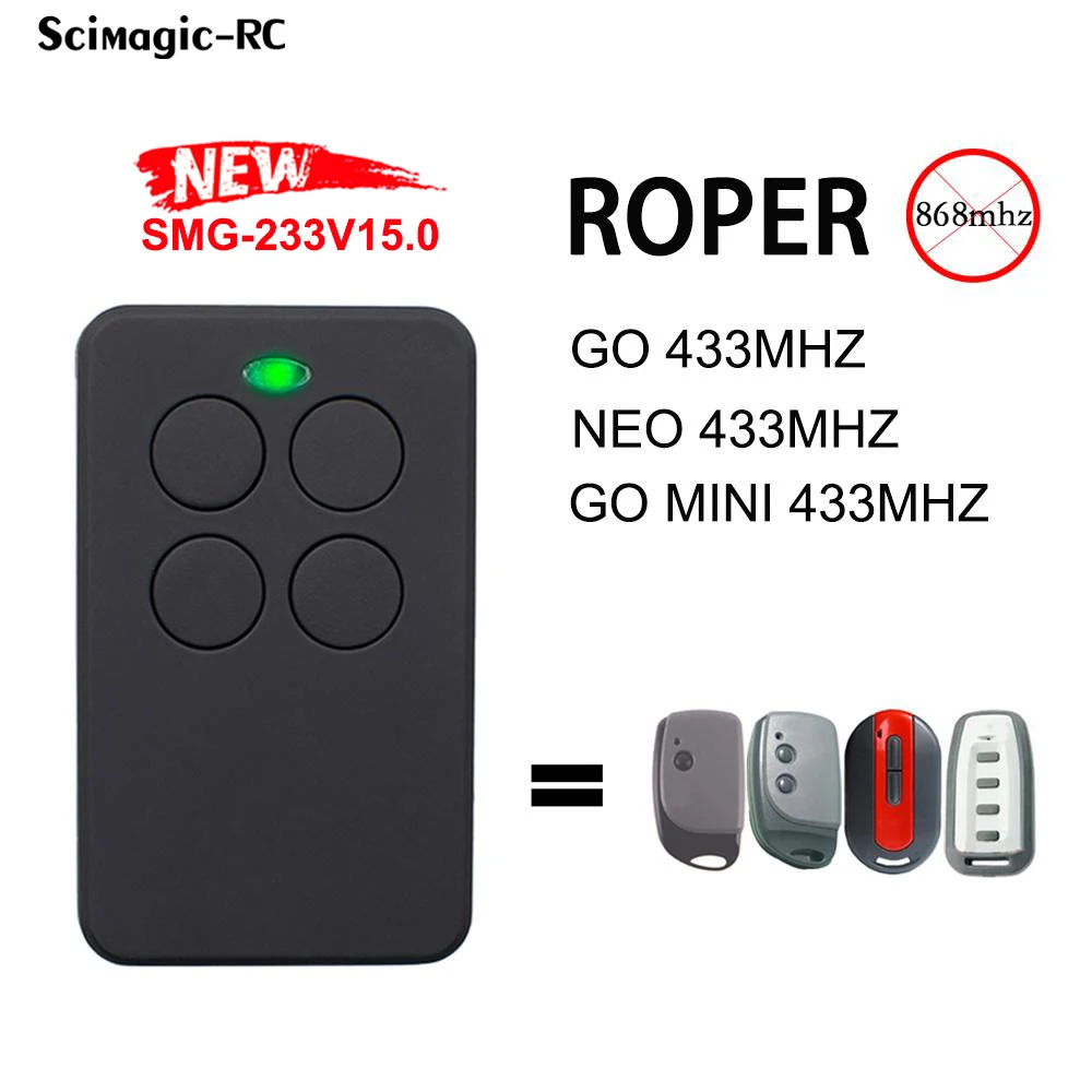 For ROPER NEO10 NEO20 NER2DCS NER1DCS Garage Door Remote Control 433.92MHz Rolling Code Compatible With ROPER Remote Control