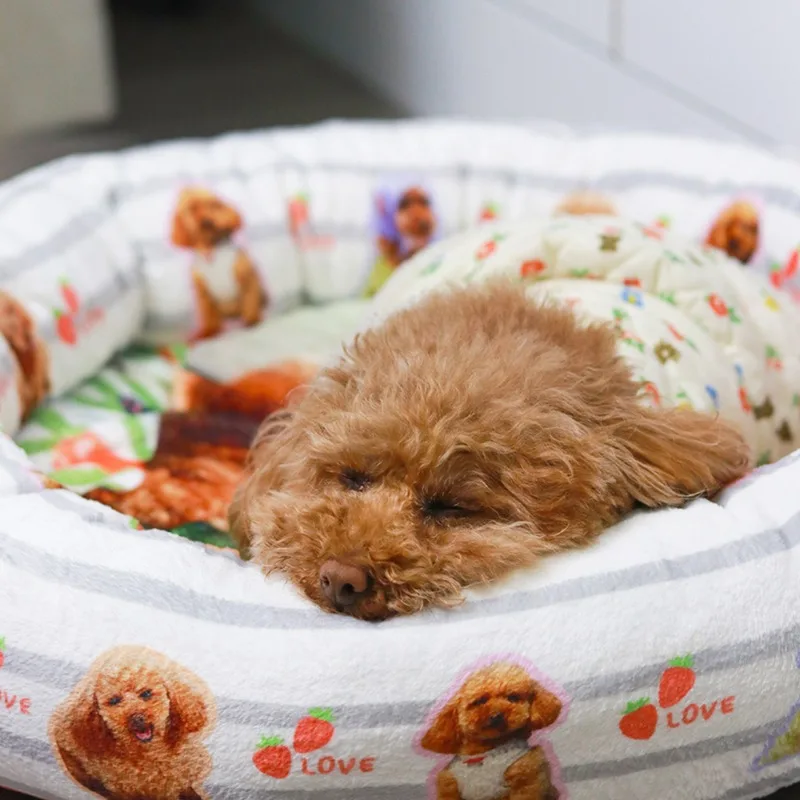 Dropshipping Gift Custom Dog Bed House Waterproof Pet Sleeping Mat Warm Sofa Cushion Mattress Pet Blanket Kennel view 3