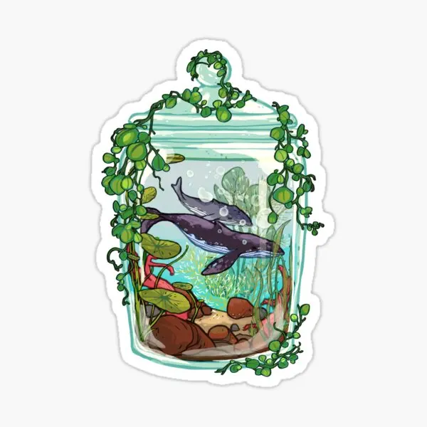 Whale Plant Terrarium  5PCS Stickers for Luggage Stickers Living Room Anime Room Funny Decorations Home Kid Laptop Car Print